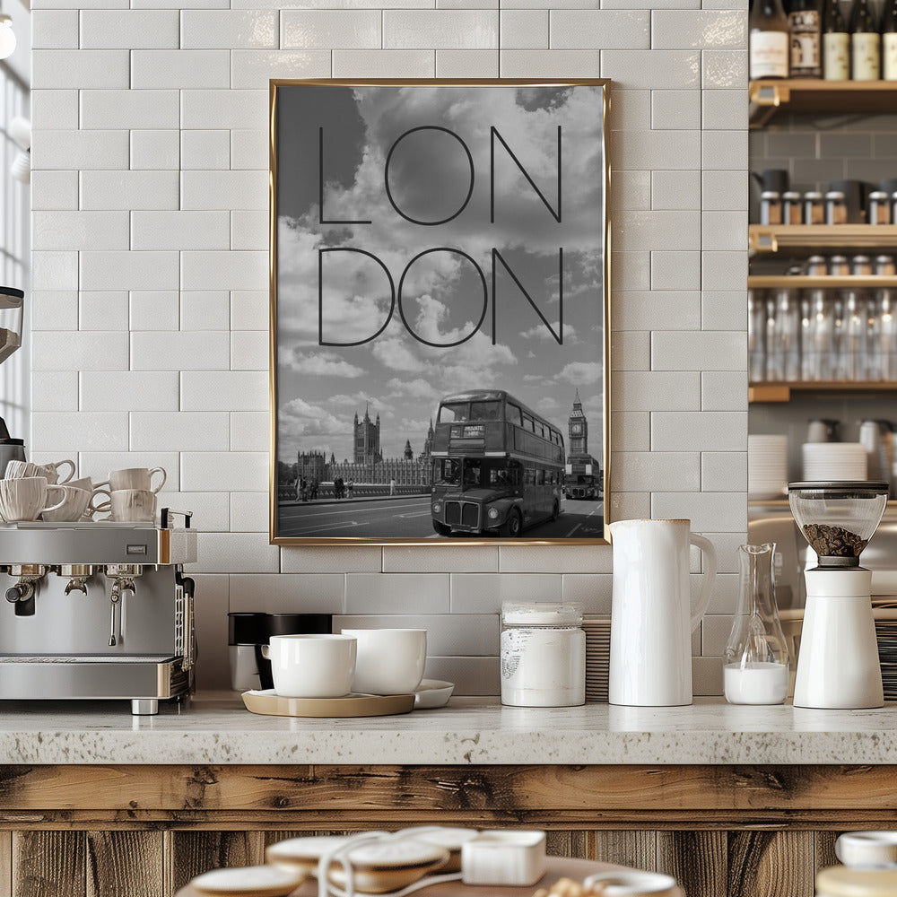 Busses in London | Text & Skyline Poster